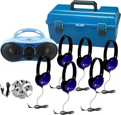 HamiltonBuhl AudioMVP Bluetooth-CD-FM Listening Center, 6 Station - Blue