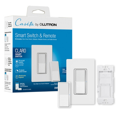 Lutron DVRF-PKG1D-WH Claro Smart Switch 3-Way Kit with Pico Paddle Remote