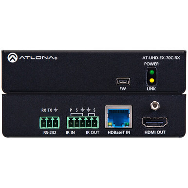 Atlona AT-UHD-EX-70C-RX 4K/UHD HDMI Over HDBaseT Receiver with Control and PoE (70m)