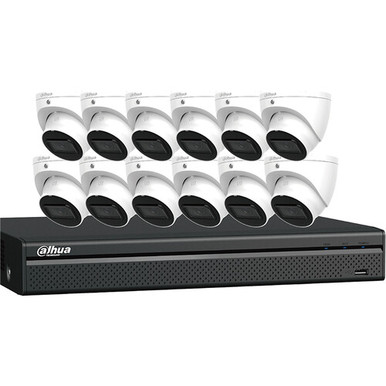 Dahua Technology N464L124A 16-Channel 4K UHD NVR with 4TB HDD &amp; 12 4MP Night Vision Turret Cameras