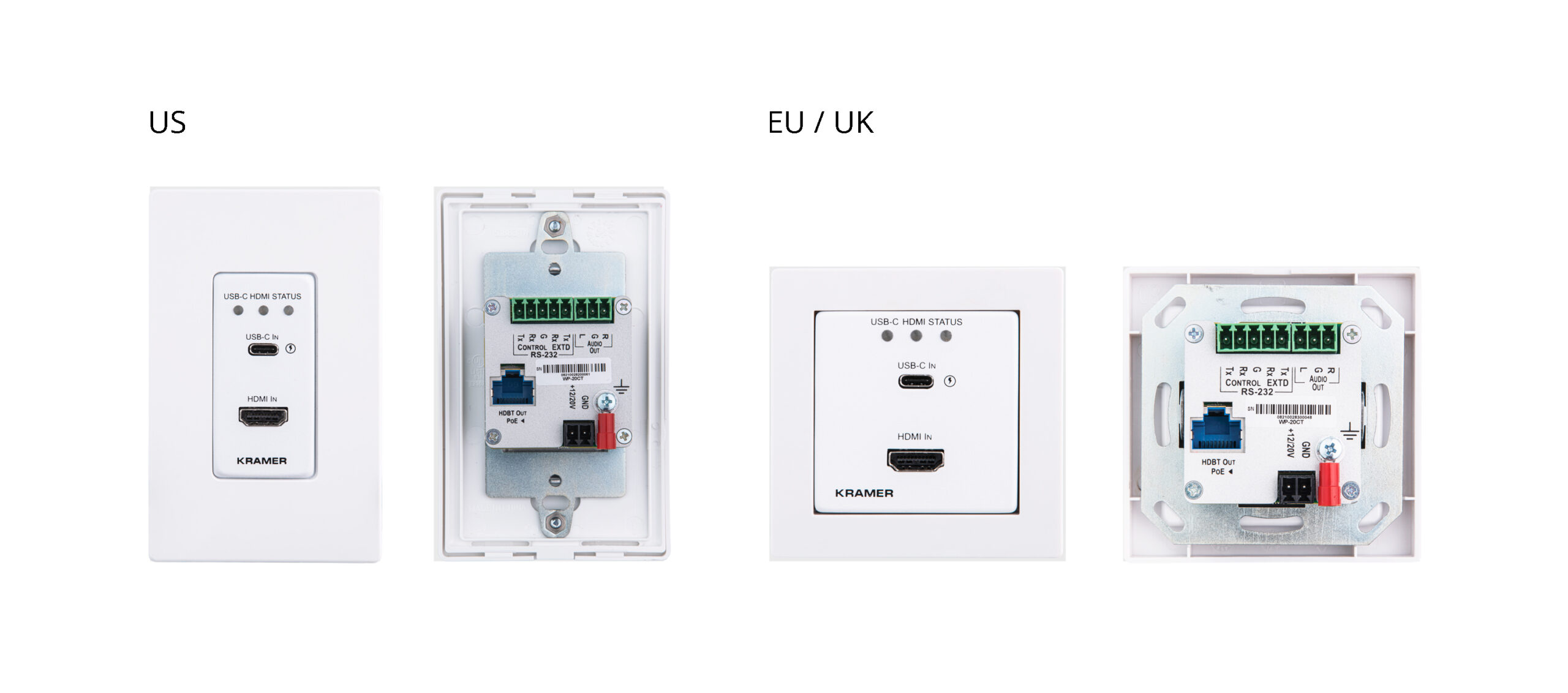 2x1 4K30 HDMI/USB-C US Wall-Plate Switcher 40m-HDBT Tx