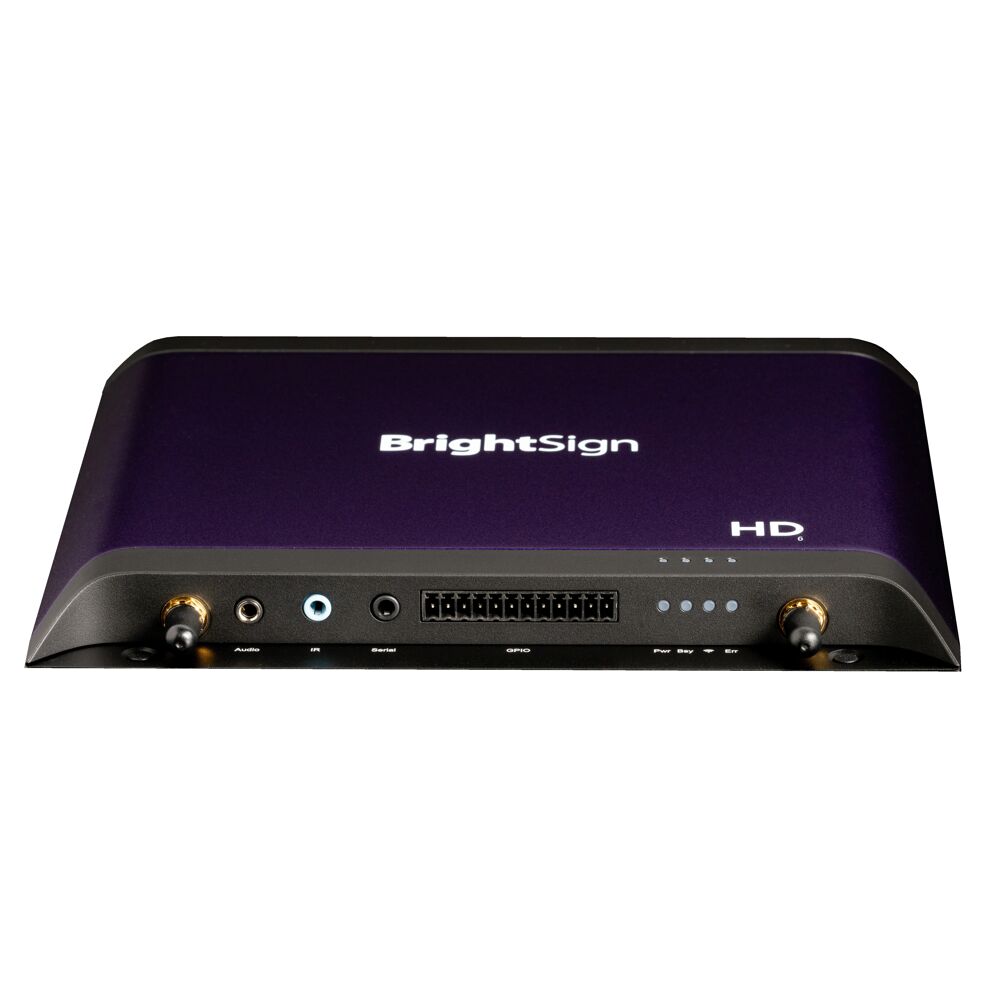 BrightSign OS enabled Media Player, Single UHD video decode. USB-A, GPIO