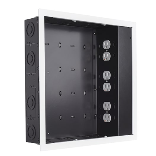 In-Wall Storage Box with 6 Receptacle Filter &amp; Surge