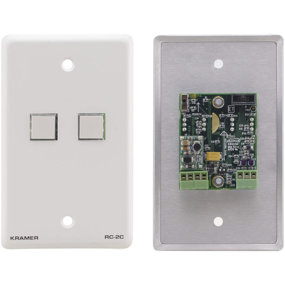 2 Button Control Wall Plate, White Design Frame