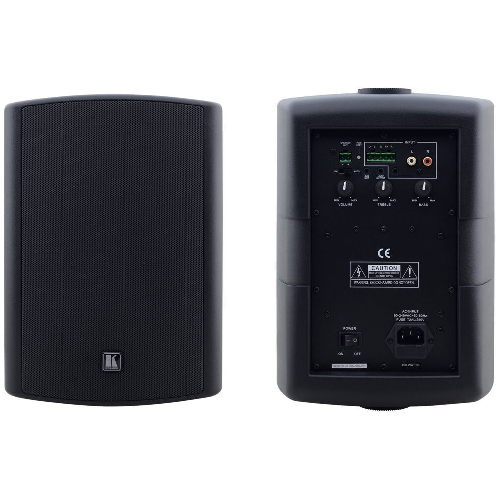 6.5Inch, OnWall 2Way Powered Speakers - Black