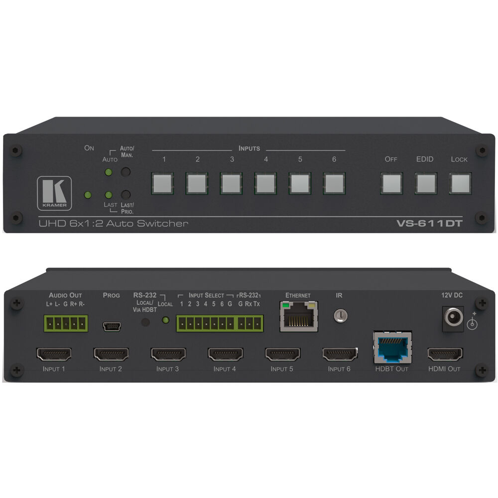 6x1:2 4K60 4:2:0 HDMI Auto Switcher and PoE Provider over HDBaseT