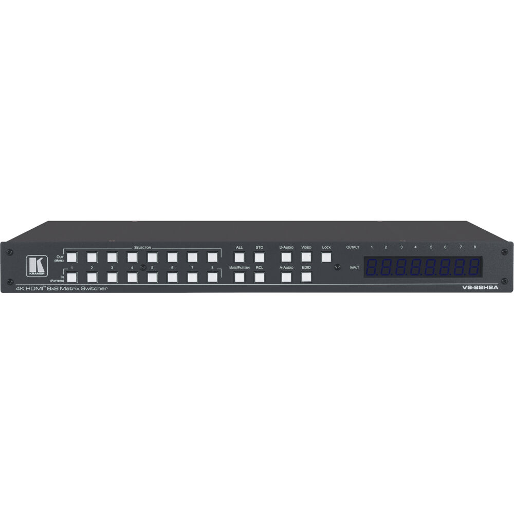 8x8 4K HDR HDCP 2.2 Matrix Switcher with Analog &amp; Digital Audio Routing