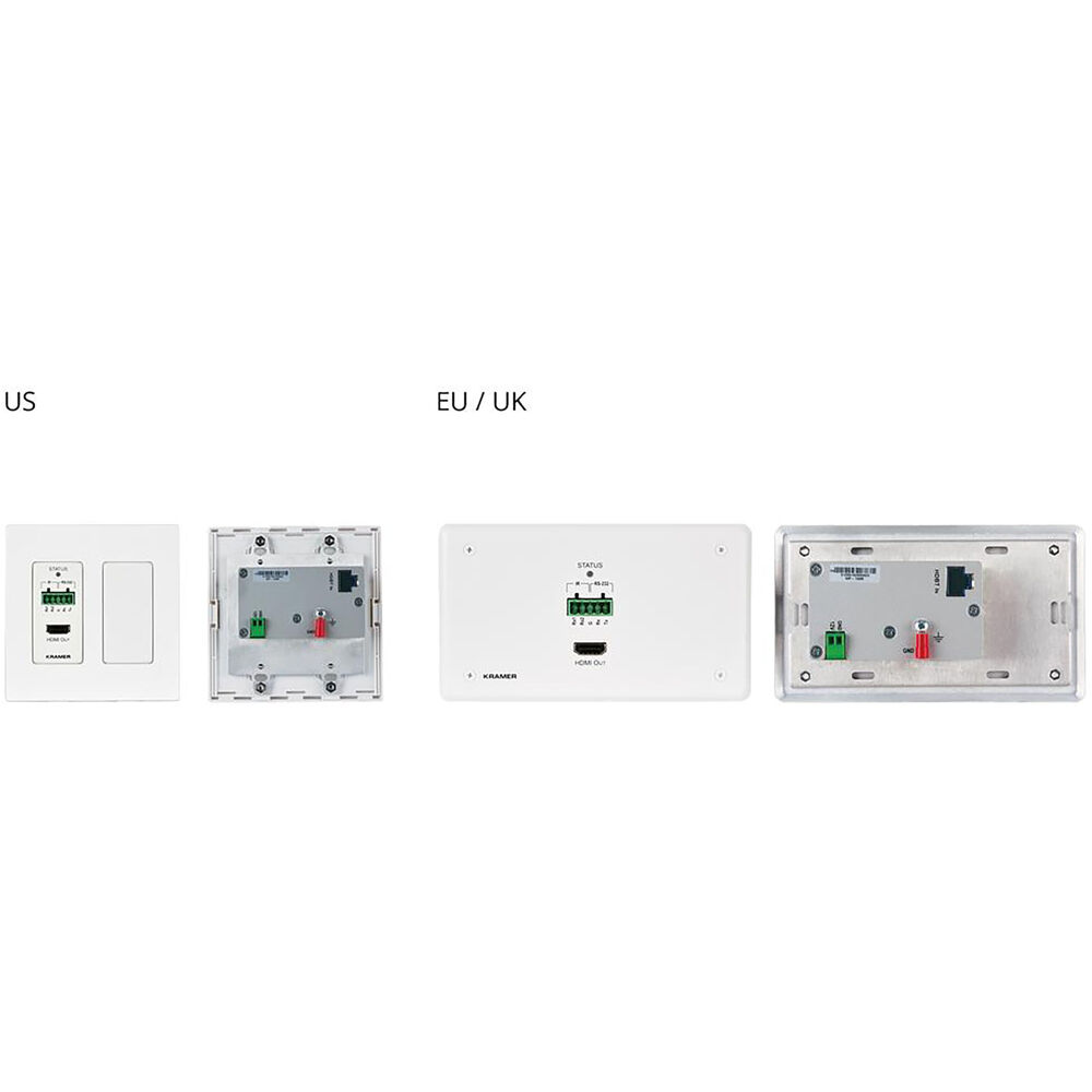 4K60 4:2:0 HDMI 2-Gang PoE Wall-Plate Receiver w/RS-232 &amp; IR over HDBase
