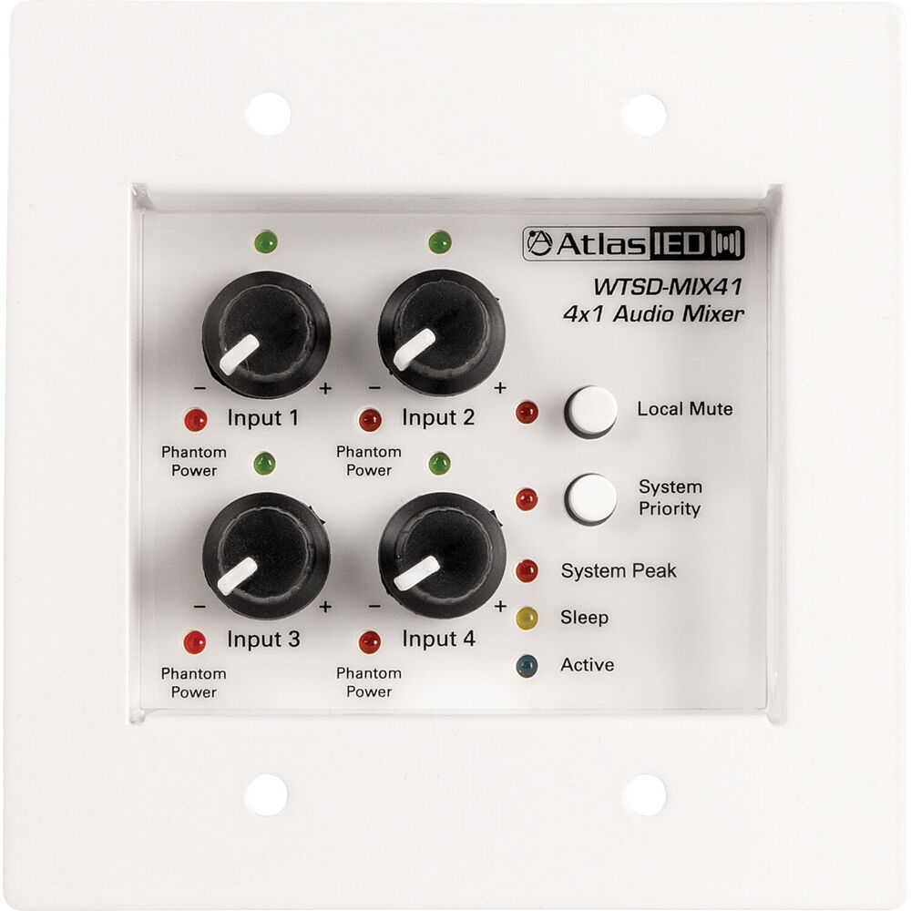 In/out analog wall 4x1 mixer amp