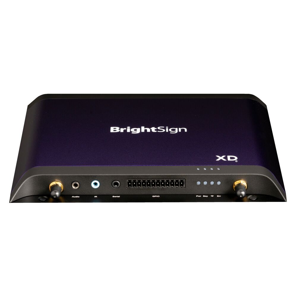 BrightSign OS enabled Media Player, Dual UHD Video decode. PoE+. GPIO