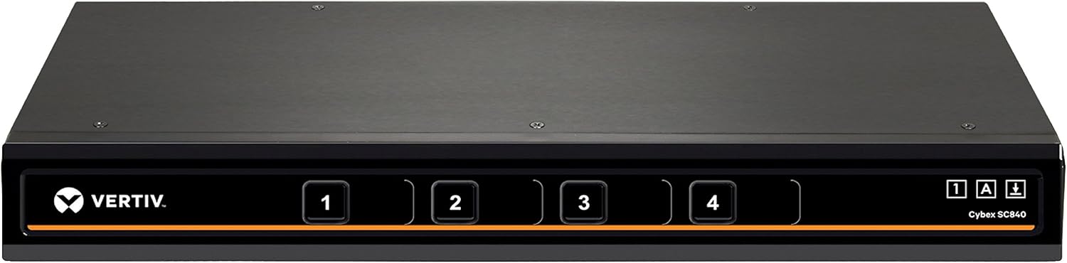Avocent Vertiv Cybex SC840-001Secure Desktop KVM,Single Head Monitor,4 Port,Dual-Link,Secure Desktop KVM Switch,Common Access Card (CAC),Dedicated Peripheral Port (DPP),True Image Reproduction,Black