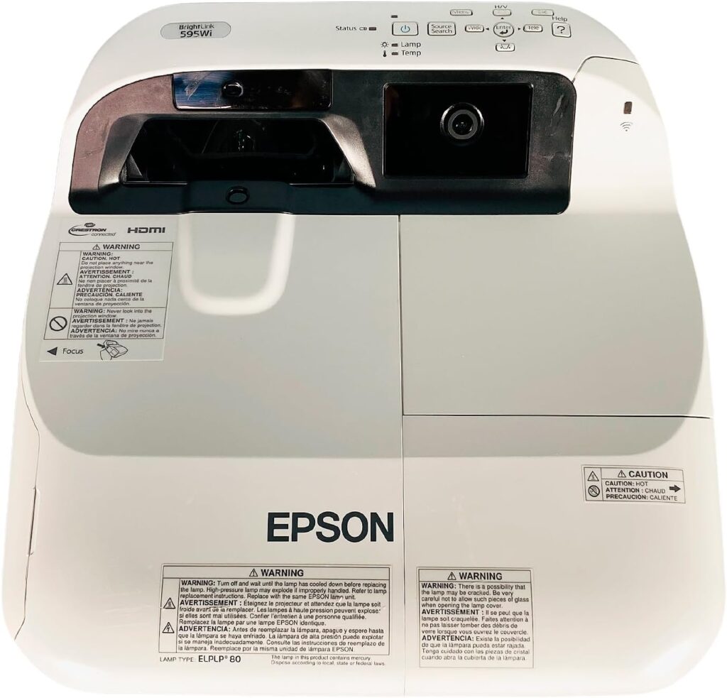 Epson BrightLink 595Wi WXGA 3300 ANSI Interactive Projector 3LCD Ultra Short Throw HDMI, Bundle: Remote Control, HDMI Cable, Power Cable [USED]