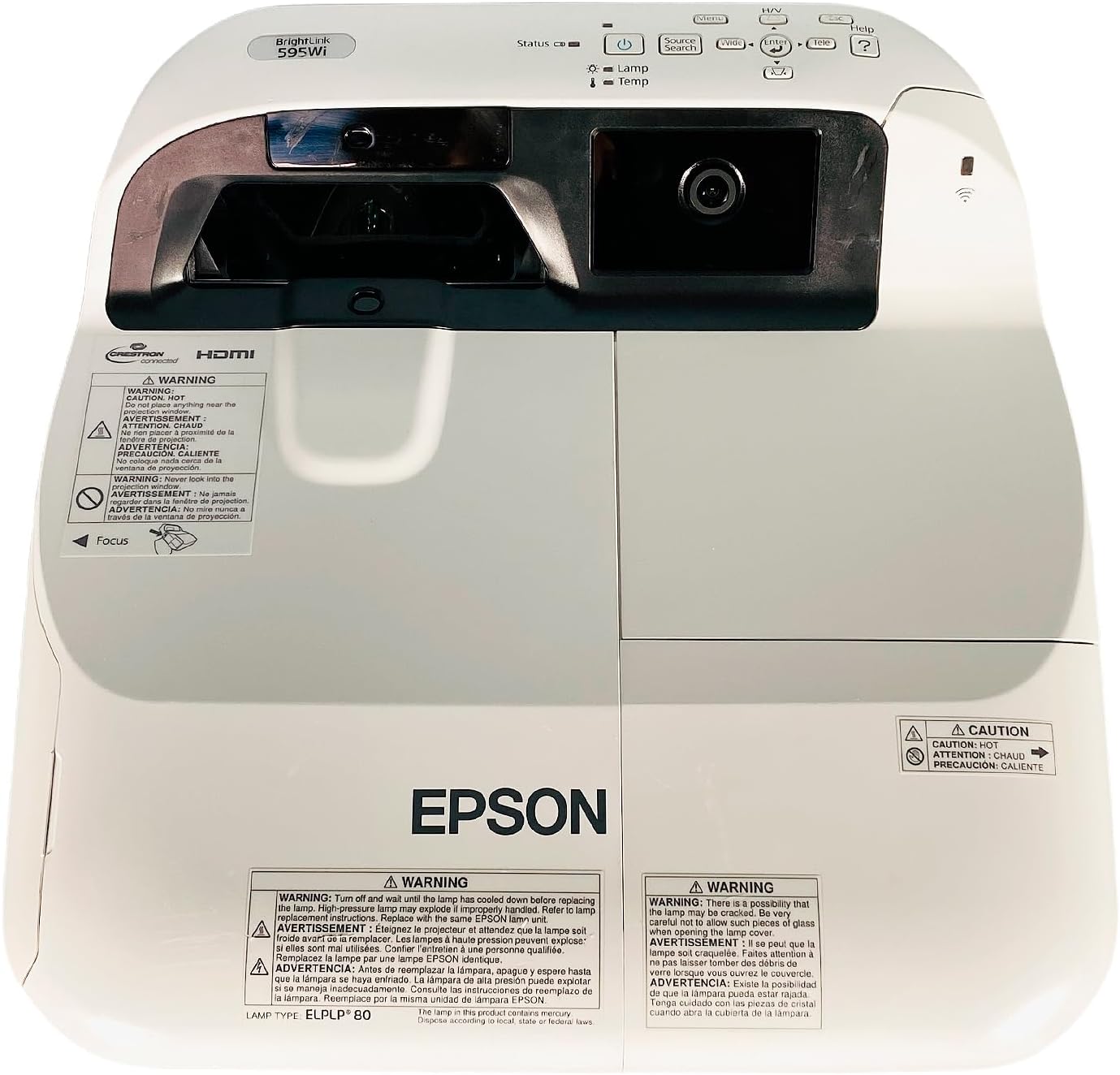 Epson BrightLink 595Wi WXGA 3300 ANSI Interactive Projector 3LCD Ultra Short Throw HDMI, Bundle: Remote Control, HDMI Cable, Power Cable [USED]