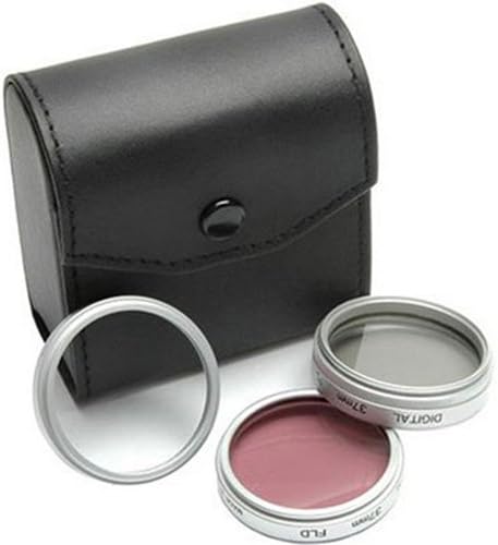 Sakar 43mm 3-Piece Polarizer/UV/F-DL Filter Kit, Metal Rim with Leather Case, 15 Year Warranty